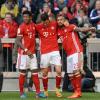David Alaba, Robert Lewandowski und Arturo Vidal schossen gegen den HSV fünf der acht Bayern-Tore.