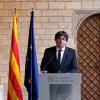 Gegen Neuwahlen: Der katalanische Regierungschef Carles Puigdemont bei seiner jüngsten Erklärung zum Konflikt mit Spanien.