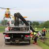 Bei Alerheim hat sich ein Unfall ereignet, ein Mann kam mit dem Hubschrauber ins Krankenhaus. 