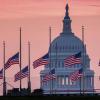 US-Flaggen wehen vor dem Kapitol in Washington auf halbmast.