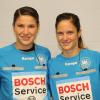 Die Schwestern Tanja Kuttler (links) und Maike Merz leiten bei der Handball-WM Spiele.