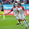 Jubel beim FC Augsburg: Alfred Finnbogason war mit seinen drei Treffern gegen Köln der beste Mann auf dem Platz.