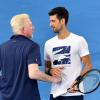 Boris Becker sprach beim ATP Cup im Februar 2020 mit Novak Djokovic.
