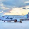 Ein Flugzeug der Alaska Airlines steht mit beschädigtem Triebwerk auf dem Flughafen von Yakutat. Das Flugzeug kollidierte beim Landen mit einem Braunbären. Das Tier starb.