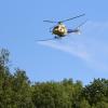 Ein Helikopter ließ im vergangenen Jahr ein Biozid über Wälder bei Wallerstein regnen, die vom Eichenprozessionsspinner befallen waren. In diesem Jahr gab es auch einen Einsatz im Oettinger Forst. Die stark reizenden Brennhaare der Raupen sind für Waldarbeiter und Spaziergänger gefährlich. 	