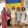 Sie organisierten den ukrainischen Nachmittag in Möttingen: Maryna Herbolt (Mitte) und ihr Orga-Team, von links Svitlana Dovanova, Olena Bezvuhliak, Olena Tonkonog und Tetiana Matvieieva.