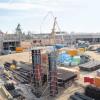 Großbaustelle Milchwerk: Das milde Wetter spielt mit, Ende März soll das Einkaufsquartier eröffnen. 