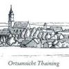Ortsansicht von Thaining – Skizze von Bernhard Müller-Hahl aus dem Buch „Sagen und Legenden zwischen Lech und Ammersee.“
