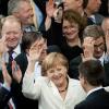 Erfreute Kanzlerin: Angela Merkel nach der Abstimmung über den Fiskalpakt und den Europäischen Rettungsschirm ESM.
