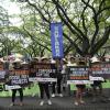 In Quezon demonstrieren die philippinischen Klima-Streiker vor dem Ministerium für Umwelt und natürliche Ressourcen.