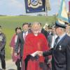 Im Anschluss an den Wallfahrtsgottesdienst bedankte sich Soldaten-Vorsitzender Josef Mayr (von rechts) bei Monsignore Gottfried Fellner und Landrat Leo Schrell für die Friedensansprachen. 