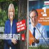Wahlplakate der nordrhein-westfälischen Ministerpräsidentin Hannelore Kraft und des CDU-Spitzenkandidaten Armin Laschet in Düsseldorf.