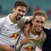 Drei Jahre spielten Rani Khedira und Yussuf Poulsen bei RB Leipzig zusammen. Das Foto zeigt sie im September 2014 mit dem heutigen Bayern-Spieler Joshua Kimmich.