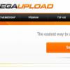 Ein screenshot von der Startseite der Internetplattform Megaupload. Foto: dpa-Bildfunk