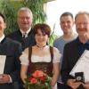 Die Kleinkaliber-Stadtmeister: (vorne von links) Hans-Jürgen Späth, Nicole Lindermayr und Werner Jahr, (hinten, von links) Schützenmeister Johann Reiner und Sportleiter Markus Späth.