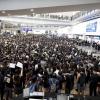 Anti-Regierungs-Proteste in der Ankunftshalle des Hongkonger Flughafens.