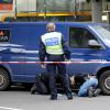 März 2019: Polizeikräfte suchen Spuren nach dem Überfall auf einen Geldtransporter am Flughafen Köln/Bonn. Auch für diesen soll laut Staatsanwaltschaft Thomas Drach verantwortlich sein.