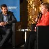 Gregor Peter Schmitz interviewte Angela Merkel beim "Augsburger Allgemeine Forum live" 90 Minuten lang.