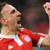 Franck Ribery (FC Bayern) jubelt nach seinem 1:1-Ausgleich gegen Manchester United
