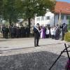 Der Krieger- Soldaten- und Kameradschaftsverein Pflugdorf feiert seinen 100. Geburtstag. Das Foto zeigt die Ehrung am Kriegerdenkmal 2021.