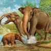 Ur-Elefanten zogen vor Millionen von Jahren durch unsere Gefilde. Unser Bild vermittelt einen Eindruck von diesen Tieren. Es handelt sich dabei um den Druck eines Gemäldes von Karol Schauer.