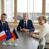 Bundeskanzlerin Angela Merkel, Frankreichs Präsident Emmanuel Macron (links) und Donald Tusk, Präsident des Rates der Europäischen Union, beim EU-Gipfel.