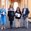 Susanne Klatten,(l-r), Ilse Aigner (CSU), Claudia Dalla Torre und Michael "Bully" Herbig, bei der Verleihung des Bayerischen Verfassungsordens im bayerischen Landtag.
