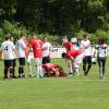 Meitinger Schrecksekunde beim jüngsten Derby gegen Wertingen: Der zweifache Torschütze beim 3:0, Denis Buja, liegt verletzt am Boden. Foto: Karin Tautz
