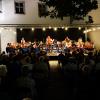 Der Musikverein Donauklang präsentiert sich beim Open-Air-Konzert im Schlosshof in hervorragender Spiellaune. 