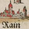 Mittelalterliche Darstellung der Stadt Rain.