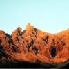 Im August 2002 das Alpenglühen in den Krottenspitzen, gesehen von der Kemptener Hütte aus.