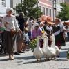 Gänse, Ochsen, bepackte Esel: Beim Einzug der Bauern und Handwerker auf das Frundsbergfest gab es viel zu sehen.