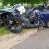 Völlig zerstört wurde das Auto des jungen Mannes, der am Donnerstag auf der Straße zwischen Berg und Wörnitzsteinen einen Unfall verursachte.  	