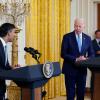 US-Präsident Joe Biden (r) und Premier Rishi Sunak bei ihrer Pressekonferenz im Weißen Haus.