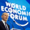 Bundeskanzler Olaf Scholz während seiner Rede auf dem Weltwirtschaftsforum in Davos.