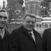 Mit Franz Josef Strauß (Mitte) und Edmund Stoiber 1987 auf dem Roten Platz in Moskau.