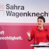 Parteivorsitzende Sahra Wagenknecht spricht während des Politischen Aschermittwochs bei der Veranstaltung der Partei Bündnis Sahra Wagenknecht.