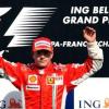 Kimi Räikkonen feiert seinen Sieg beim Großen Preis von Belgien.