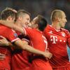 Thomas Müller, Bastian Schweinsteiger, Franck Ribéry und Arjen Robben bejubeln das 0:2. 