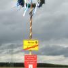 Ein Maibaum auf freier Flur bei Ebersbach soll Zeichen des Protest gegen die Ostumfahrung von Kötz und Ichenhausen sein. Gesetzt hat ihn der Verein Bündnis Mensch und Natur.  