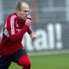 FC Bayern-Star Arjen Robben beim Training. Foto: Sven Hoppe dpa