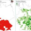 Große Teile von Bayern gelten als FSME-Risikogebiet (links). Und auch die Borreliose-Erreger sind hier weitverbreitet.  	