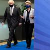 Ursula von der Leyen (r), Präsidentin der Europäischen Kommission, und Boris Johnson, Premierminister von Großbritannien, kommen zu ihrem Treffen zusammen.