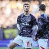 Leipzigs Timo Werner (l) und Christoph Baumgartner vor dem Spiel.