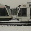 Diese Straßenbahn war beschädigt und wurde von einer anderen Tram geschoben. 