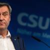 Markus Söder nimmt nach einer Sitzung des CSU-Vorstands an einer Pressekonferenz teil.