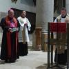 Denkwürdiges Ereignis in der Nördlinger Sankt-Georgskirche: Reformationsgottesdienst mit Bischof Dr. Bertram Meier (von links), Dekan Jürgen Eichler, Stadtpfarrer Benjamin Beck und Dekan Gerhard Wolfermann. 	