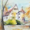 Von Cornelia Stolzer stammt dieses Aquarell der Mindelburg, das sie vor Ort gemalt hat.