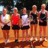 Die siegreiche Damenmannschaft des TC Klingsmoos, die sich nach 2015 auch 2016 den Meistertitel holte: (von links) Katja Vief, Julia Brosi, Corinna Bauch, Charlotte Roloff und Johanna Kühn.  	