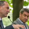 Markus Söder (CSU, r), Minsterpräsident von Bayern, und Hubert Aiwanger (Freie Wähler), Wirtschaftsminister.